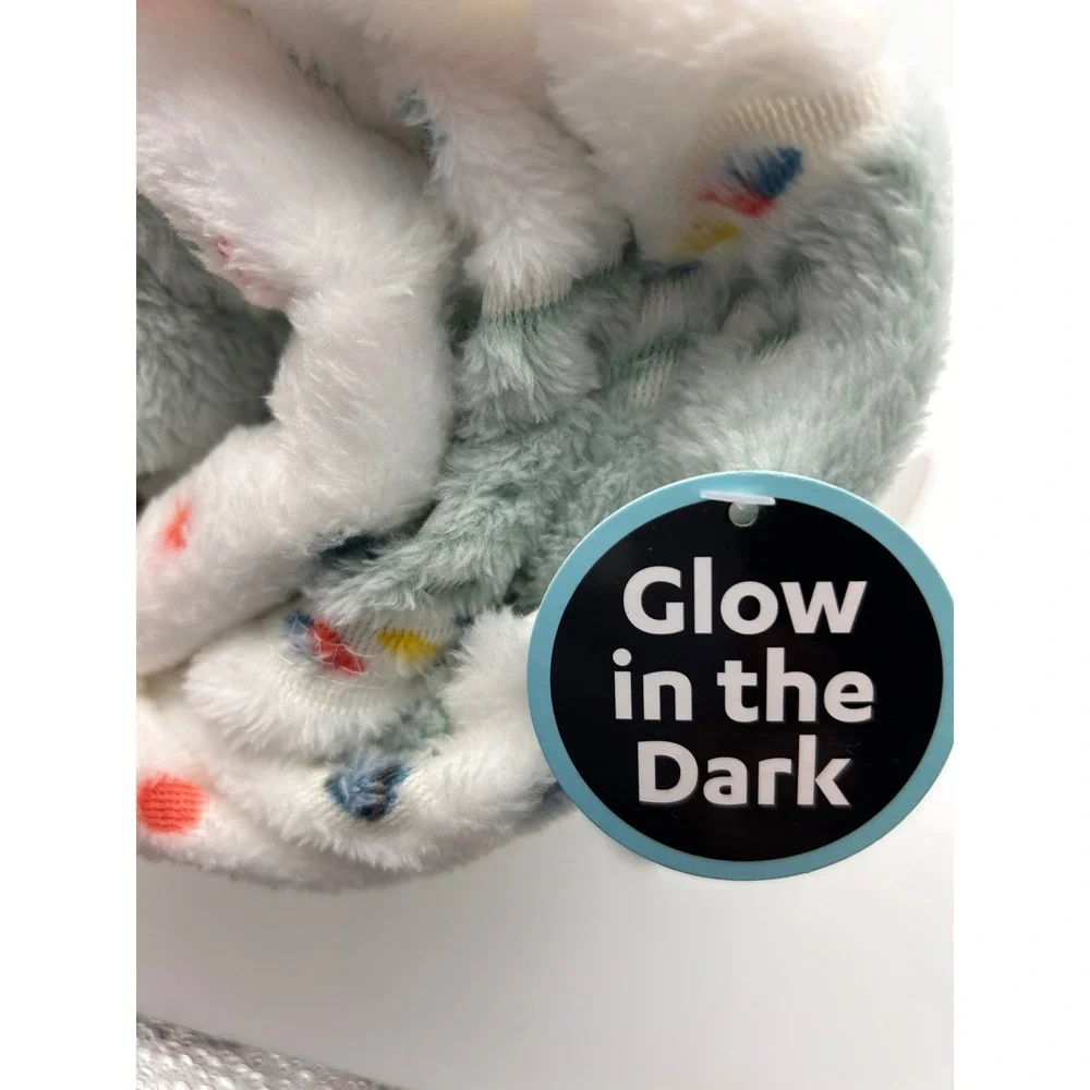Glow in the Dark unicorn Plush Throw Blanket White Polka Dot Soft Fleece Kids